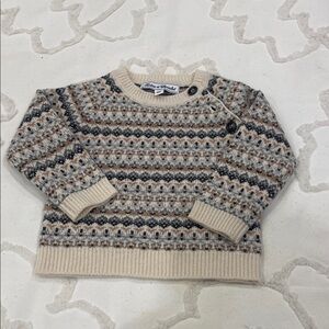 Tartine et Chocolat Men's Crewneck Sweater - Cream and Brown Pattern